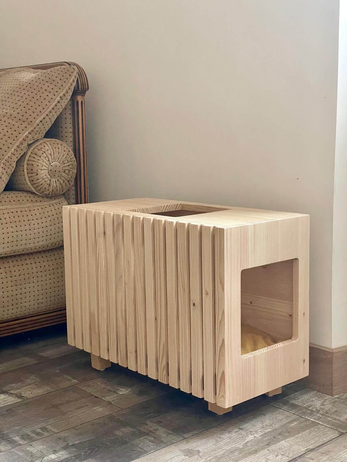 meuble design bois chat